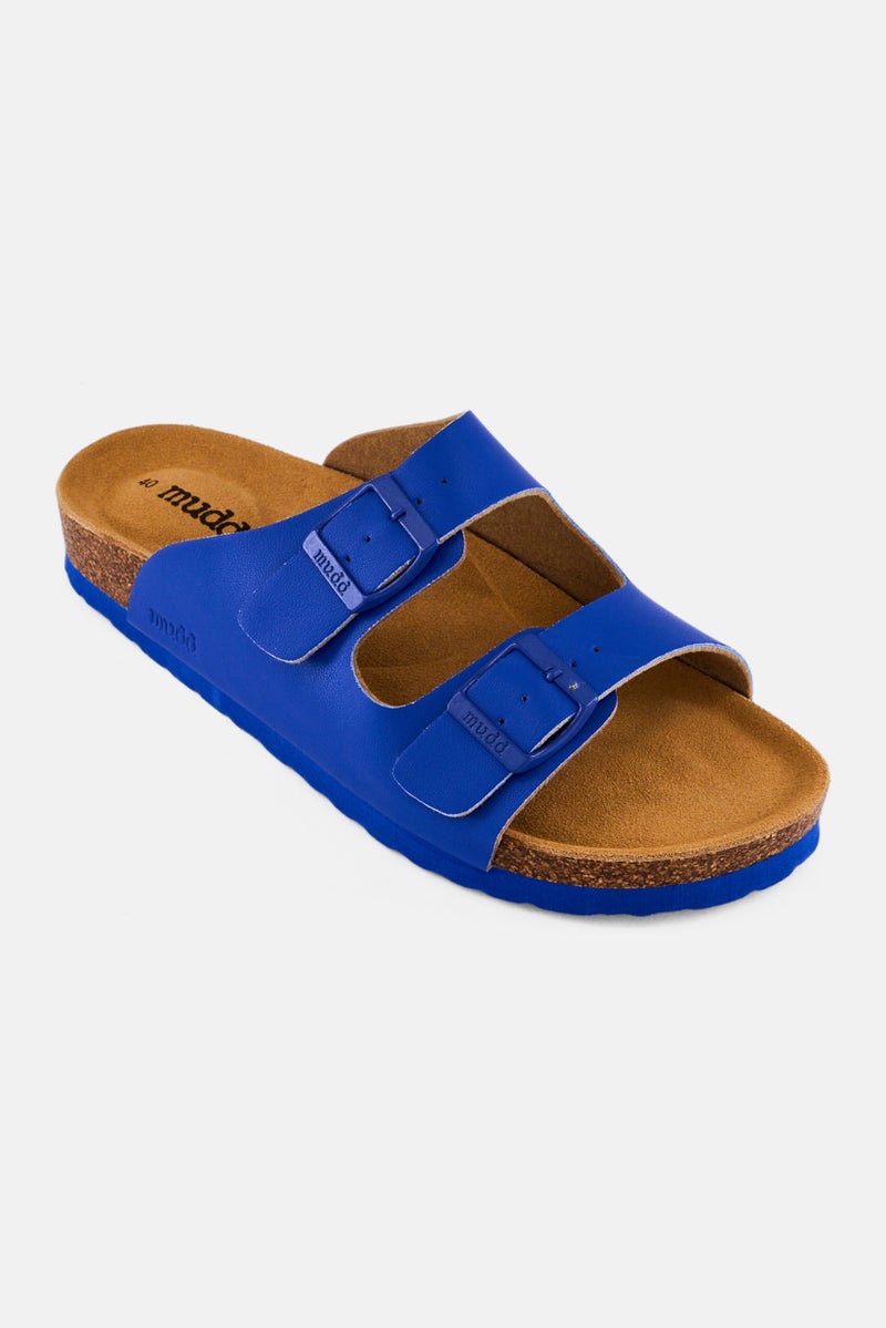 Mudd Women Adjustable Buckle Two Strap Sandals, Blue - Image 1